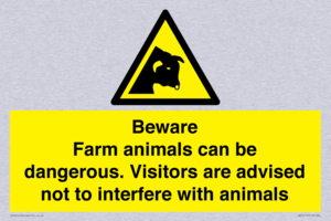 Beware Farm animals can be dangerous. Visitors are advised not to interfere with animals